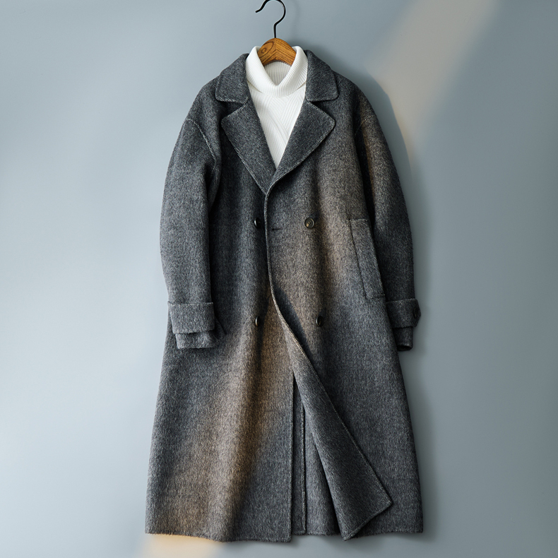 休闲毛呢外套英伦风西装领长款呢子风衣混灰色钱塘6016-8137p485，男装西服套装，钱塘大厦6016