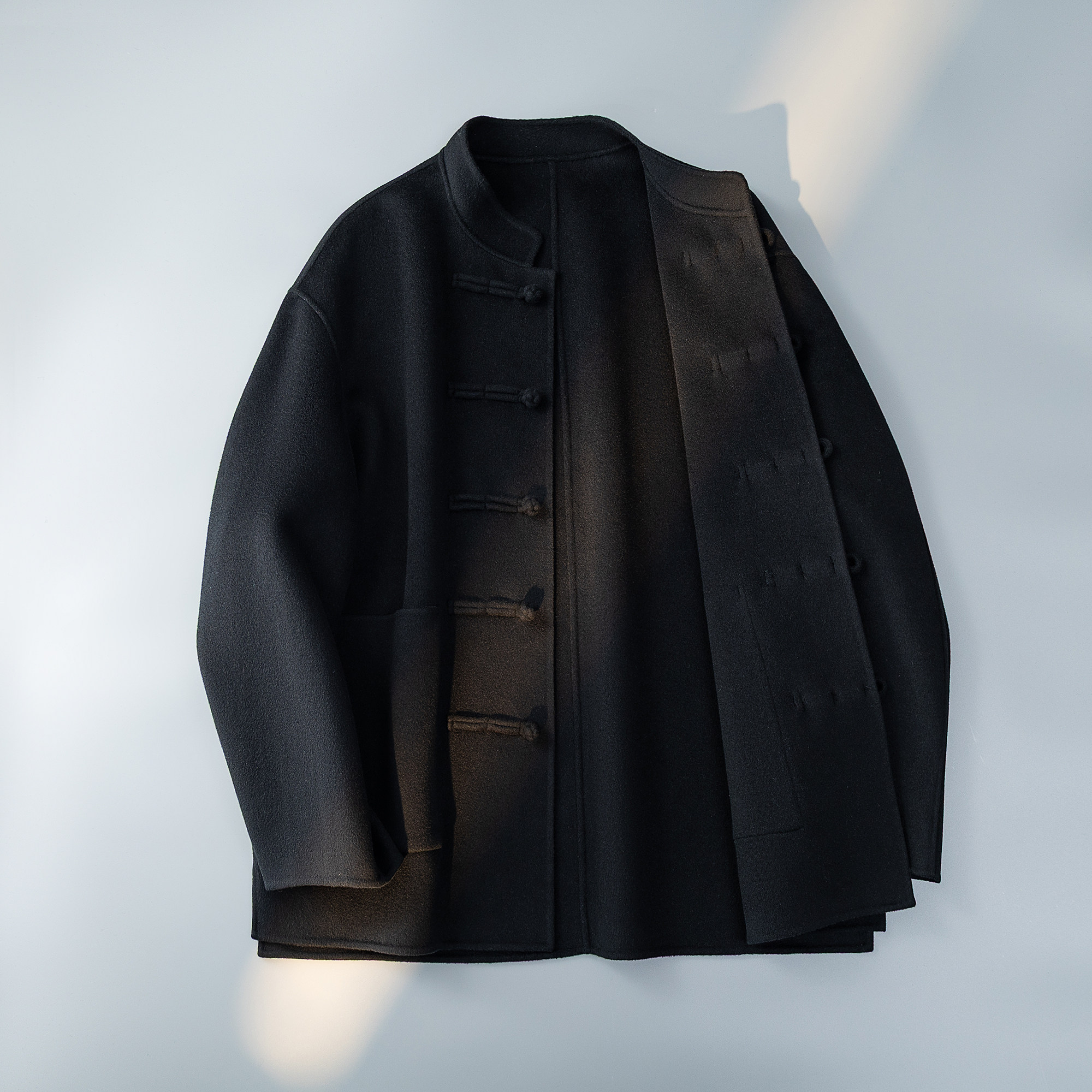 澳洲羊毛新中式风茶服毛呢大衣盘扣外套6016-8507P525控988,男装毛呢大衣,钱塘大厦6016