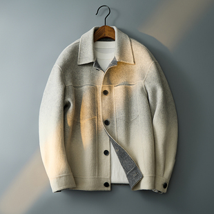 Y007P355控659 翻领休闲毛呢外套夹克钱塘6016 渐变秋冬男士 短款