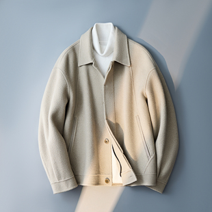 5838P318控688 三色6016 新款 双面呢夹克翻领毛呢外套羊毛冬装