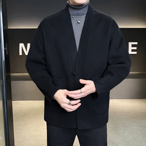 和尚领 新中式风茶服毛呢大衣羊毛外套6016-8506P325控688，男装毛呢大衣，钱塘大厦6016