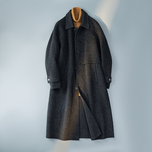 6016 翻领毛呢外套羊毛风衣冬装 5881P358控688 双面呢中长款 爆款