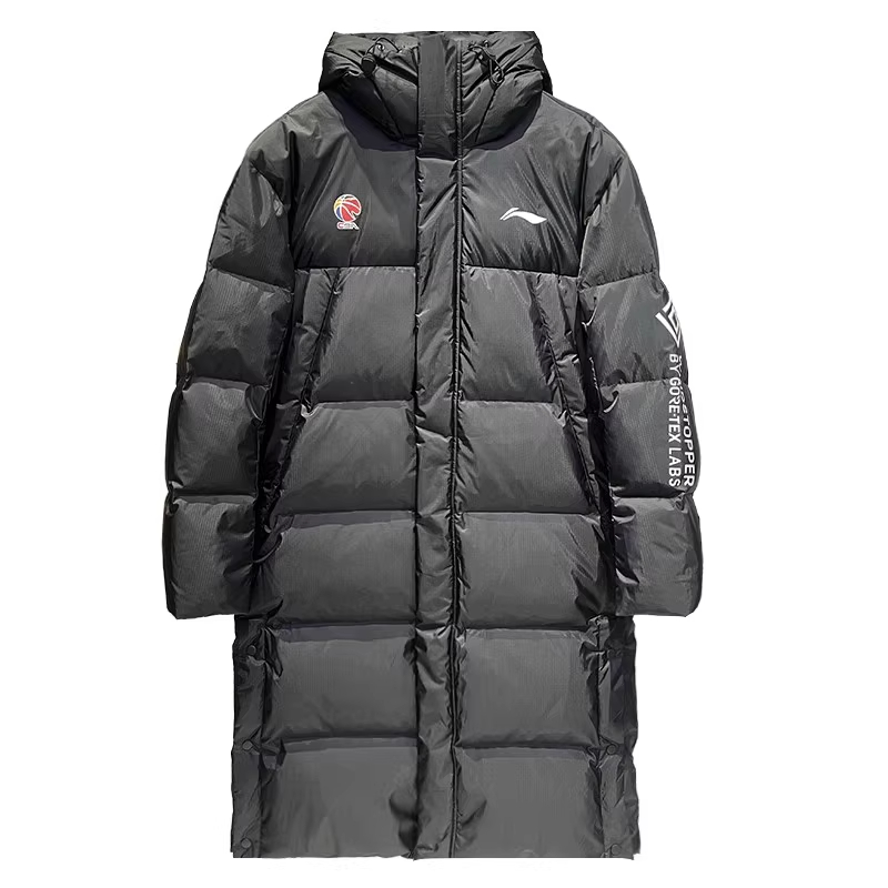 李宁长款羽绒服男连帽羽绒服