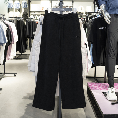 李宁运动裤女2025冬季新款针织裤