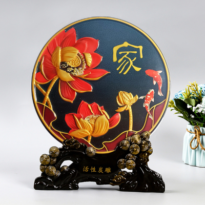 家和万事兴摆件轻奢客厅玄关酒柜电视柜炭雕金装饰品乔迁新居礼品