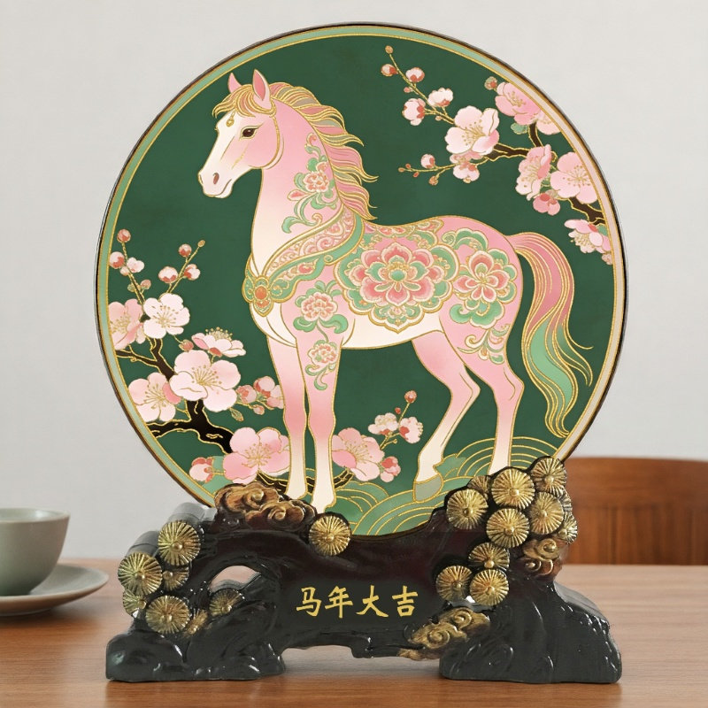 中式马年大吉摆件活性炭雕装饰工艺品家居客厅装饰品新年礼品