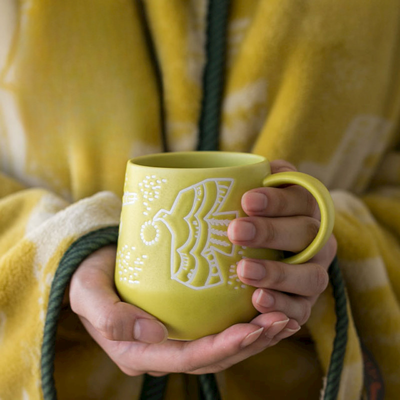 美浓烧陶瓷哑光釉双色马克杯