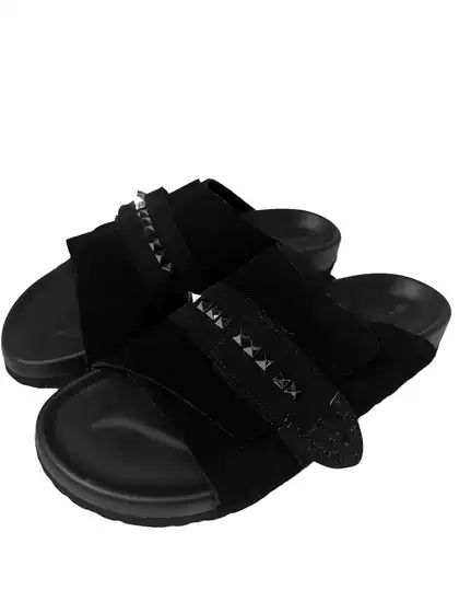 Fromtheisland (Fti) First-Layer Suede Birkenstock Rivet Punk Casual Slippers for Men and Women