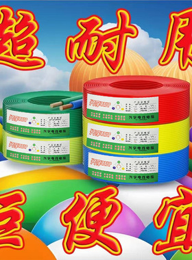 阻燃电线国标4平方2.5铜芯线家装家用1.5/6/10铜线四bV六单芯线缆