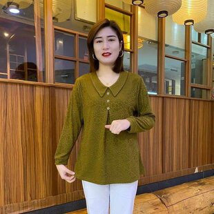 时尚 新款 洋气减龄娃娃领纯色提花A版 大码 原版 打底衫 2026春季