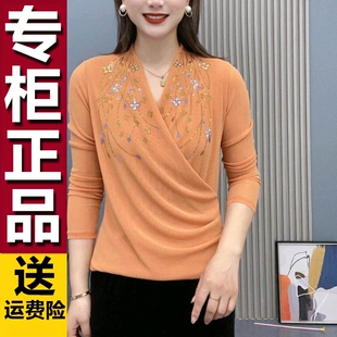 烫钻弹力网纱女装 彩色显瘦上衣2026早春款 T恤上衣 时尚 原版