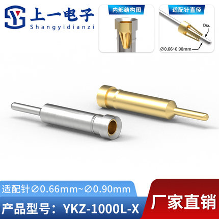 YKZ-1000L-X 制式插孔 镀金镀锡 适配针直径0.66-0.90mm/SQ0.64针