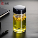 家用泡茶杯 希诺新款 玻璃杯 女便携小杯子单层带加厚粗矮水杯 男士