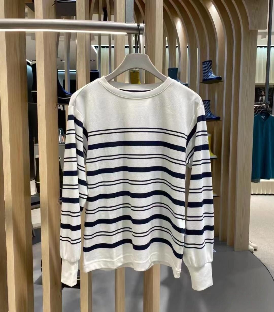 现货商场同款AIGLE艾高2023秋冬新款女士条纹长袖卫衣AO082 AO084