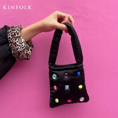 手缝水钻包网红同款手提包