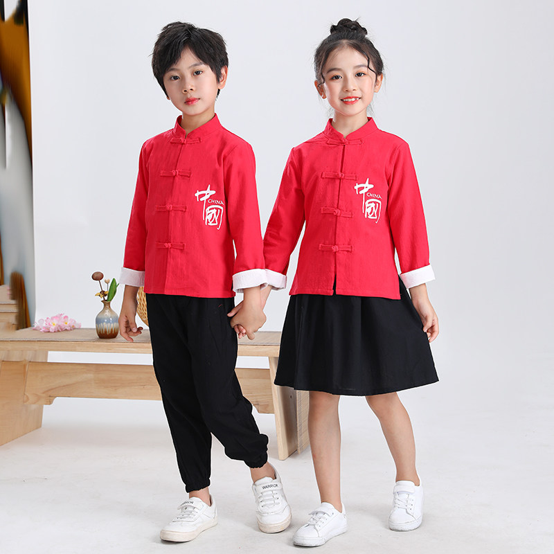 六一儿童古装国学汉服男童中国风书童朗诵女童三字经弟子规演出服图片