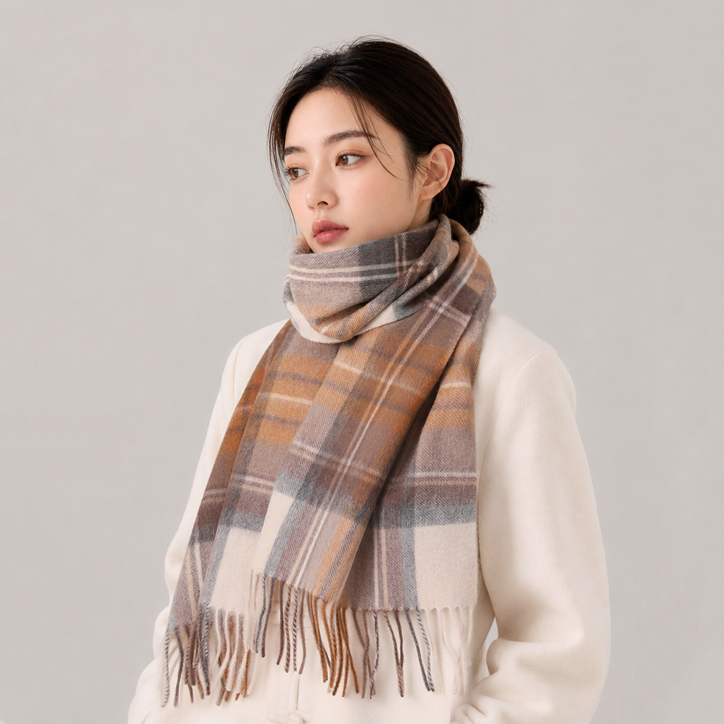 一件过冬！英国格纹100%纯羊毛围巾女复古英伦风格子加厚冬季围脖