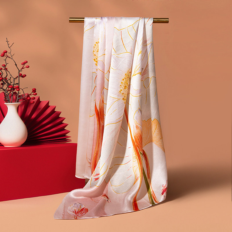 教师节礼物高档100%桑蚕丝长款真丝丝巾女披肩围巾送妈妈婆婆礼盒