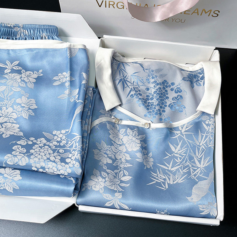 浪莎妈妈新中式国风睡衣女款2026新款夏天春秋夏季家居服套装两件