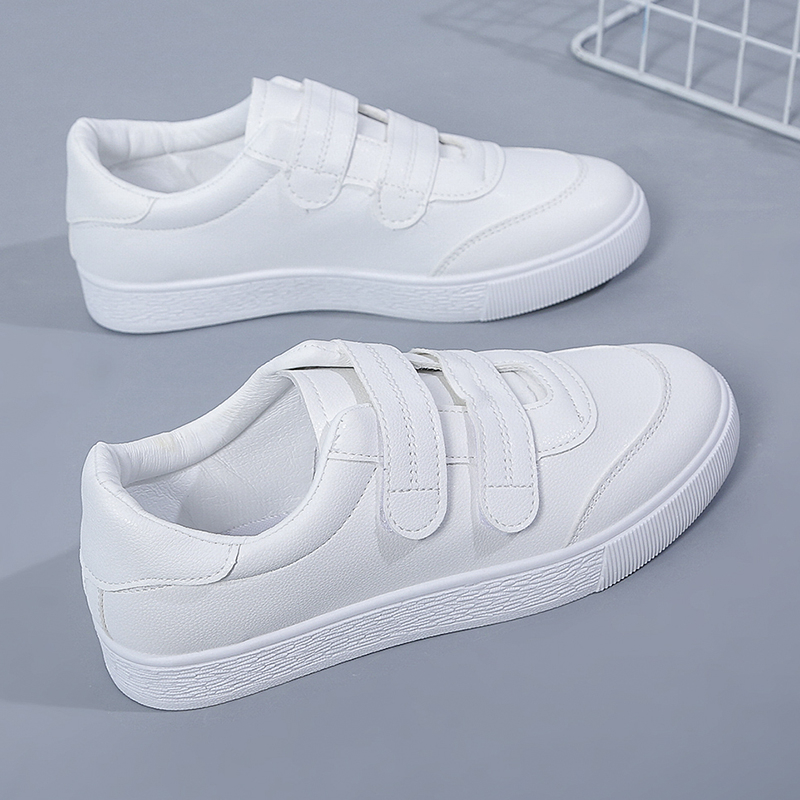 魔术贴小白鞋女初中学生运动跑步球鞋春秋百搭早秋小学生大童女鞋