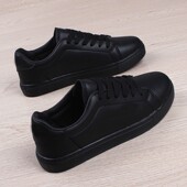 全黑色工作鞋 43白色皮面帆布鞋 女40 大码 百搭学生低帮板鞋