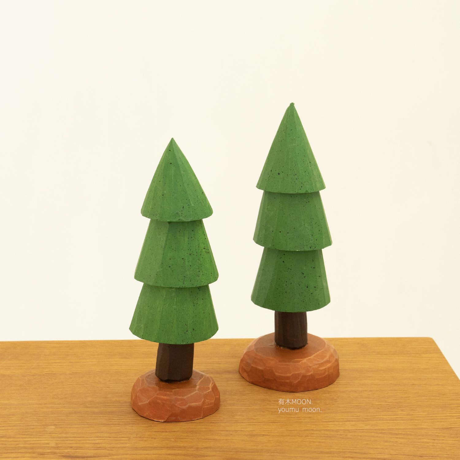 松柏常青 圣诞树松树治愈文艺木雕桌面摆件手工高级感礼物