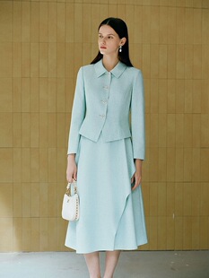 短外套精致名媛套装 薄荷漫波收腰西装 MOJO莫佐2026春新品 莫佐