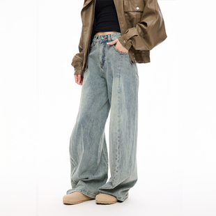 COLDSTONE 美式弯刀水洗复古阔腿牛仔裤百搭日常男女宽松休闲显瘦