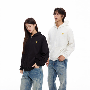 COLDSTONE 骑士金标刺绣连帽拉链运动开衫卫衣外套男女春秋季上衣