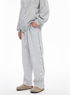 COLDSTONE 美式侧边开衩印花休闲裤日常百搭秋冬情侣灰色长裤