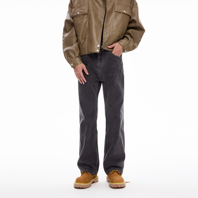 COLDSTONE 美式直筒水洗黑灰牛仔裤百搭休闲显瘦男女长裤