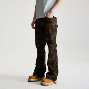 罗一舟同款 COLDSTONE美式复古修身黄沙迷彩裤工装显瘦微喇