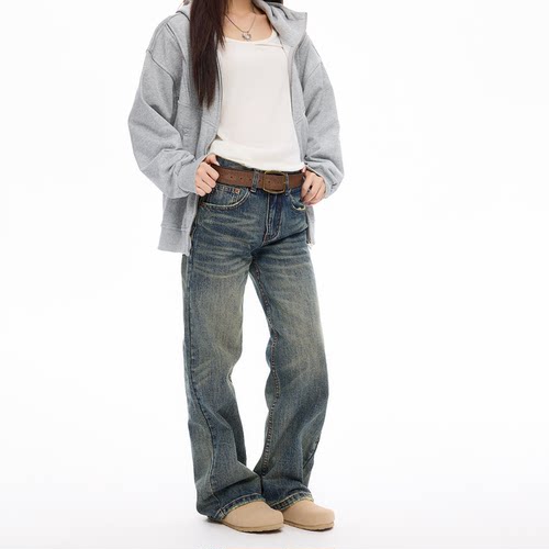 高腰显瘦女春秋款直筒牛仔裤