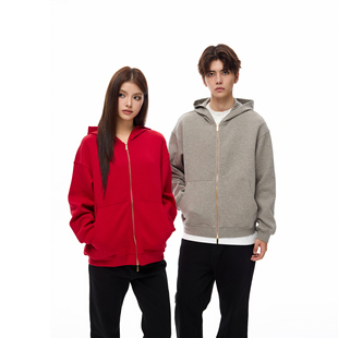 COLDSTONE经典纯色连帽拉链卫衣男女2025新款美式外套情侣帽衫