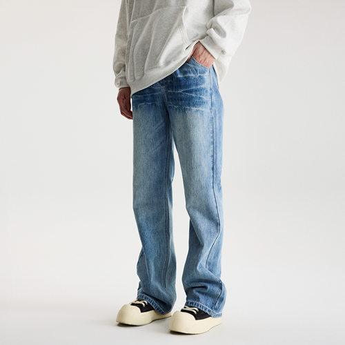 李治廷同款 COLDSTONE水洗闪电蓝牛牛仔裤美式高街休闲微喇男女