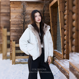 COLDSTONE【冷冬御寒系列】座山雕皮草派克90白鸭绒羽绒服秋冬