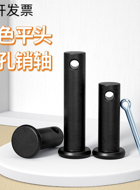 GB882铁黑色带孔销轴平头圆柱销销钉插销定位销M6M8M10M12M30M40