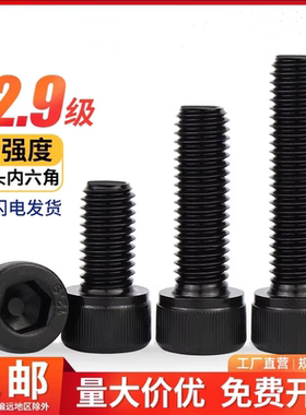 全牙12.9级高强度黑色杯头内六角螺丝圆柱头螺丝钉螺栓M3M8M10M24