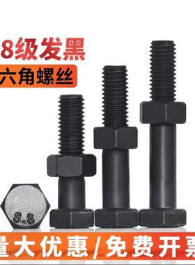 8.8级黑色外六角螺丝螺母高强度组合平垫弹垫套装M6M8M10M12-M30