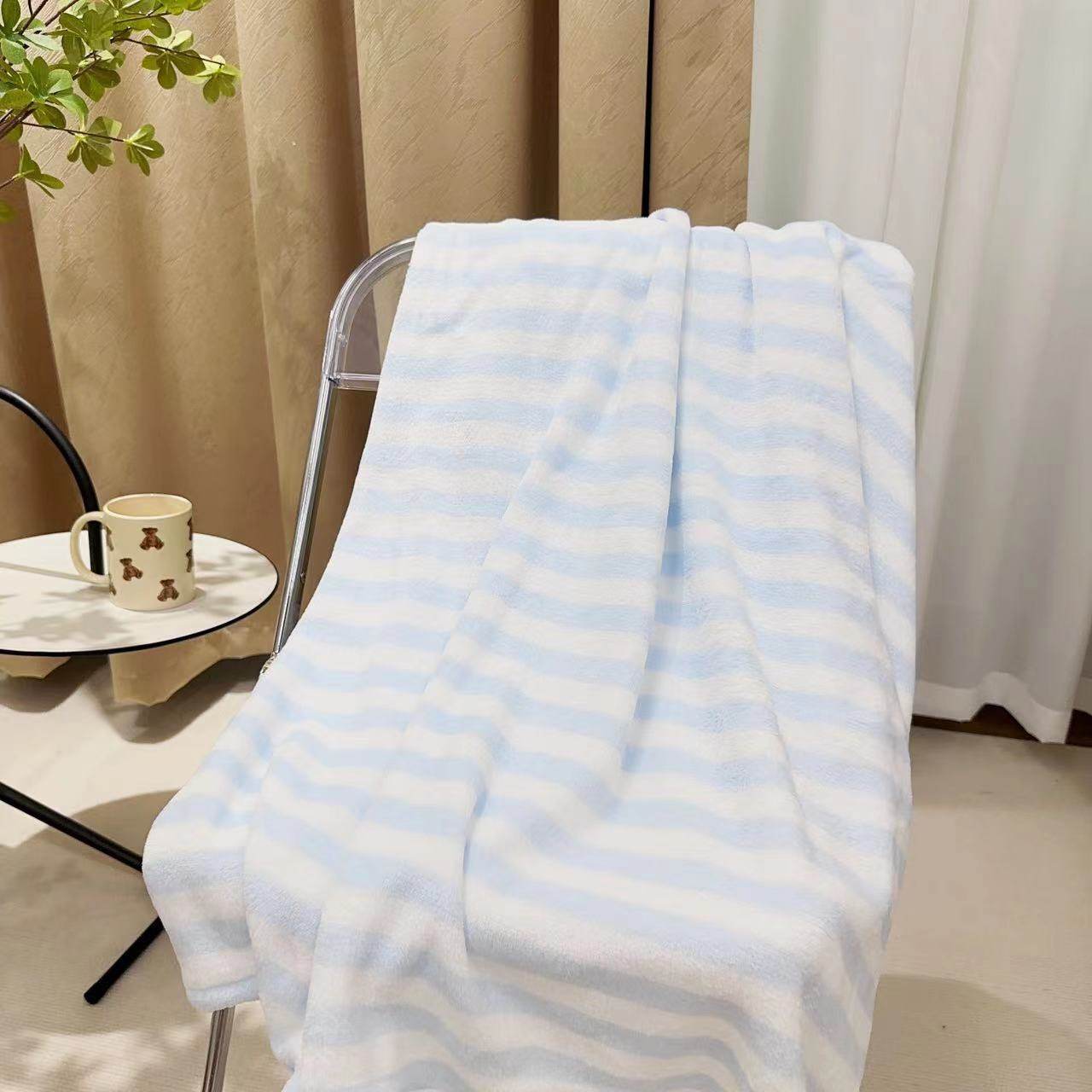 小毯子ins风儿童学生宿舍办公室午睡毯休闲条纹小女生卧室小毛毯