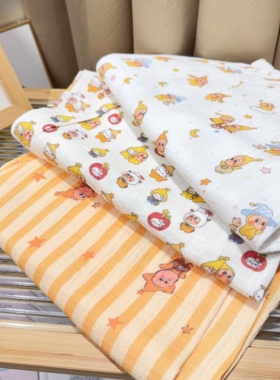 夏季A类双层棉纱裤高腰休闲家居裤透气亲肤卡通印花遛弯裤睡裤女