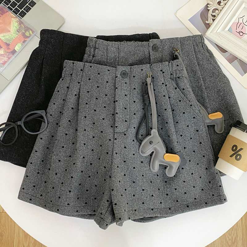 秋冬复古百搭半松紧高腰显瘦毛呢阔腿裤打底a字靴裤短裤+小马挂件,女装/女士精品,休闲裤,淘宝优惠券,粉丝福利购,淘宝优惠卷