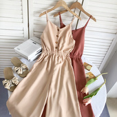 女2022夏装 长裤 阔腿连体裤 海边度假风百搭V领露背高腰显瘦无袖