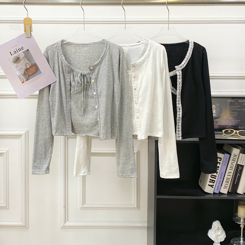 时尚百搭长袖短款开衫外套+褶皱绑带蕾丝吊带背心两件套装女,女装/女士精品,时尚套装,淘宝优惠券,粉丝福利购,淘宝优惠卷