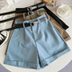 2025春夏新款 女 阔腿短裤 时尚 百搭高腰显瘦休闲宽松卷边a字西装