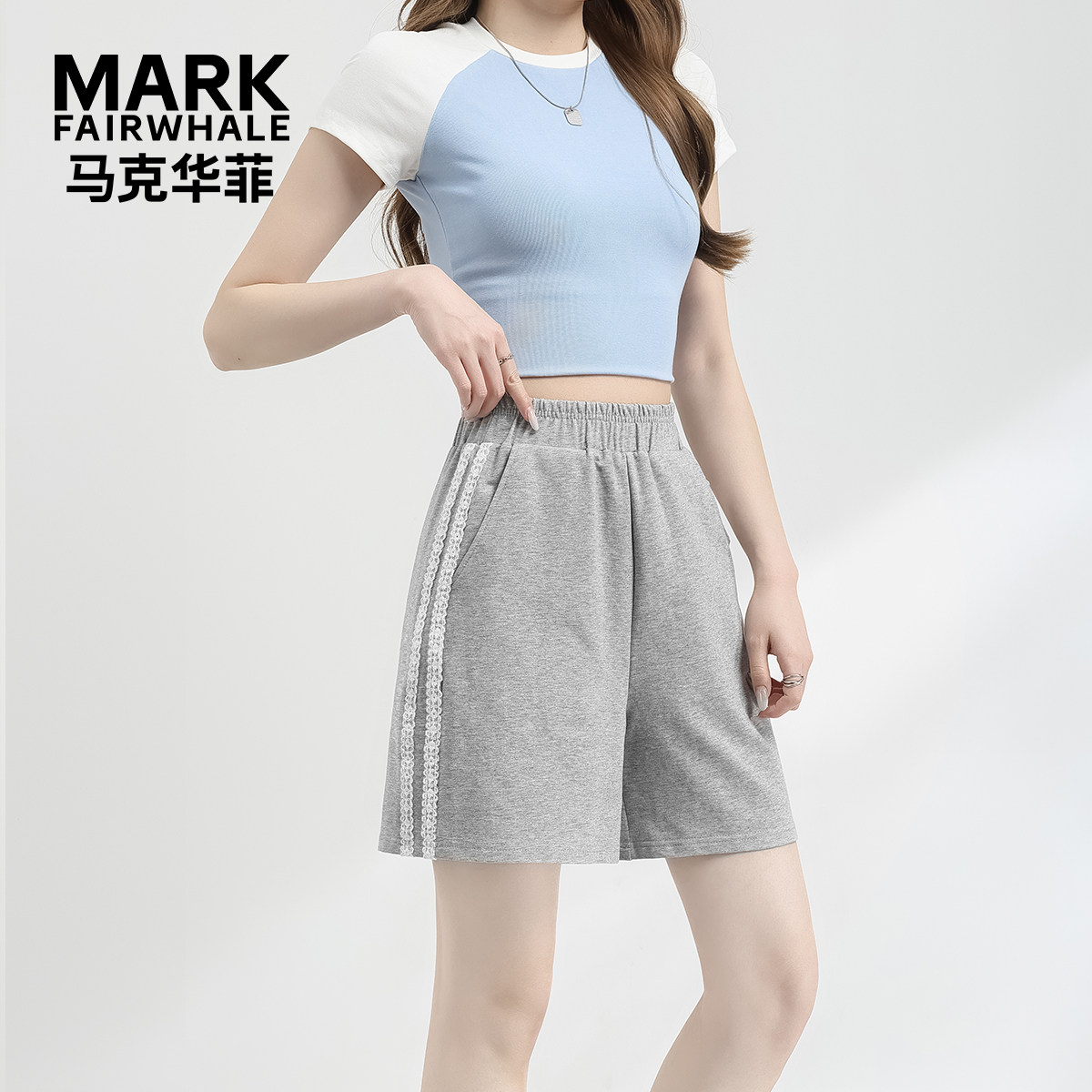 马克华菲运动跑步直筒阔腿短裤女