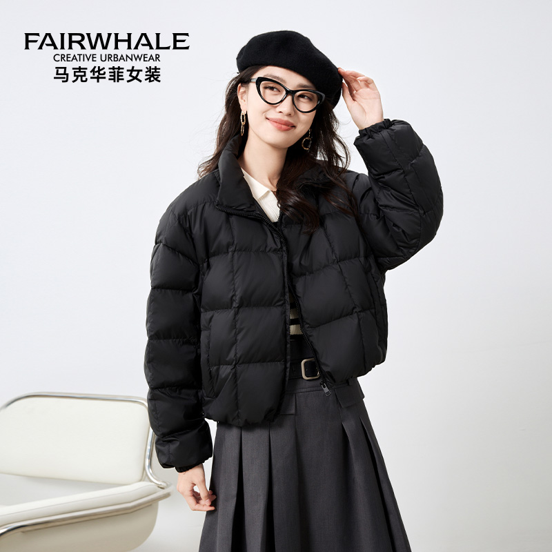 马克华菲泡芙羽绒服女2025冬季新款立领短款小个子面包服冬装外套