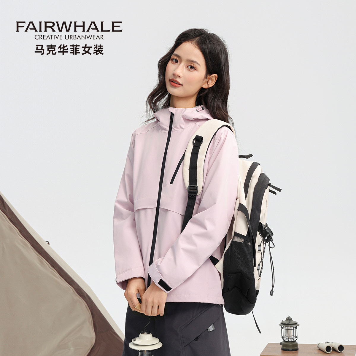 马克华菲短款户外防风夹克外套女