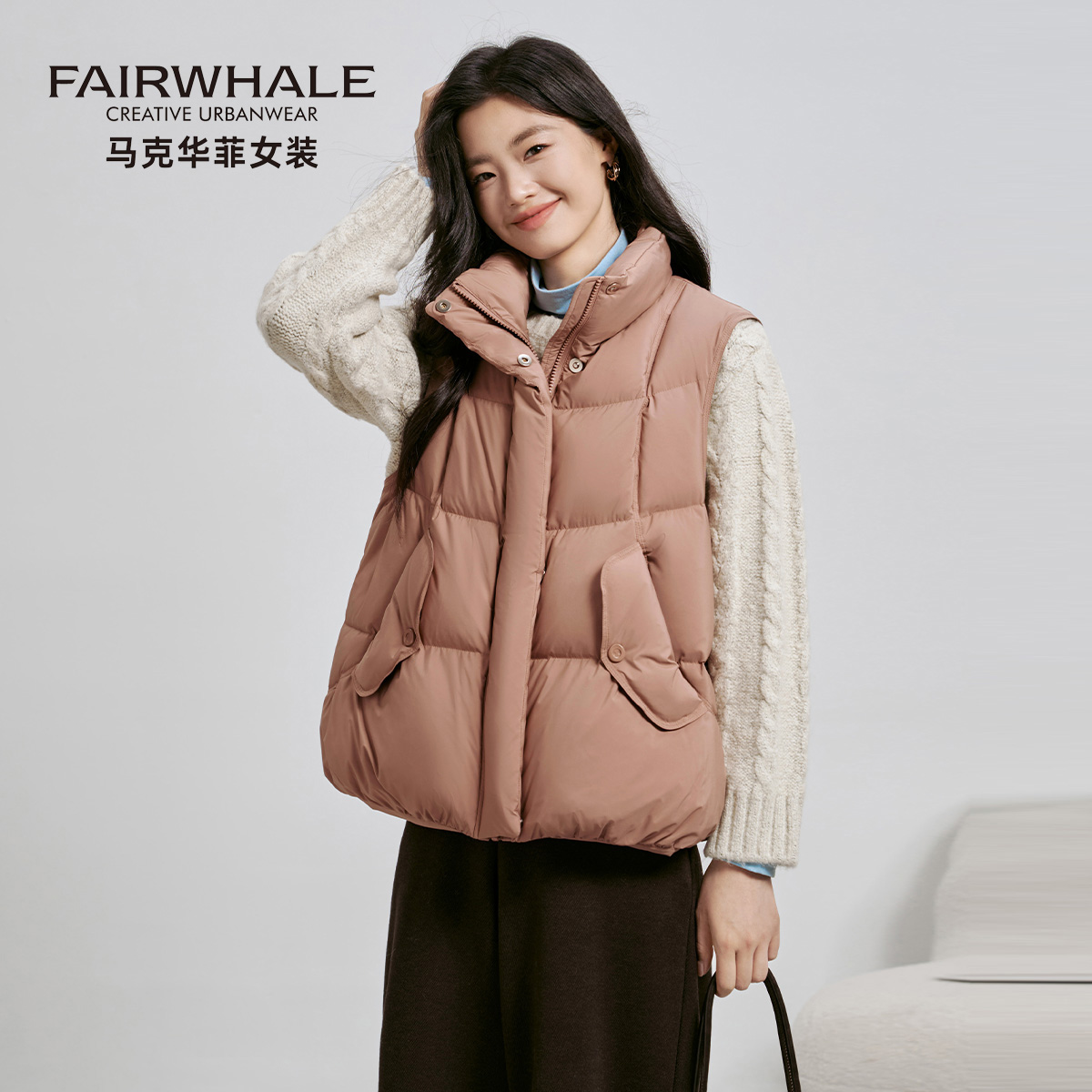 马克华菲轻薄羽绒服马甲女冬外套