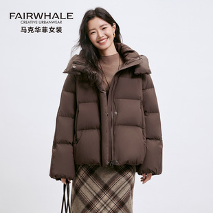 马克华菲廓形面包羽绒服女2026新款冬季连帽宽松时尚加厚保暖外套